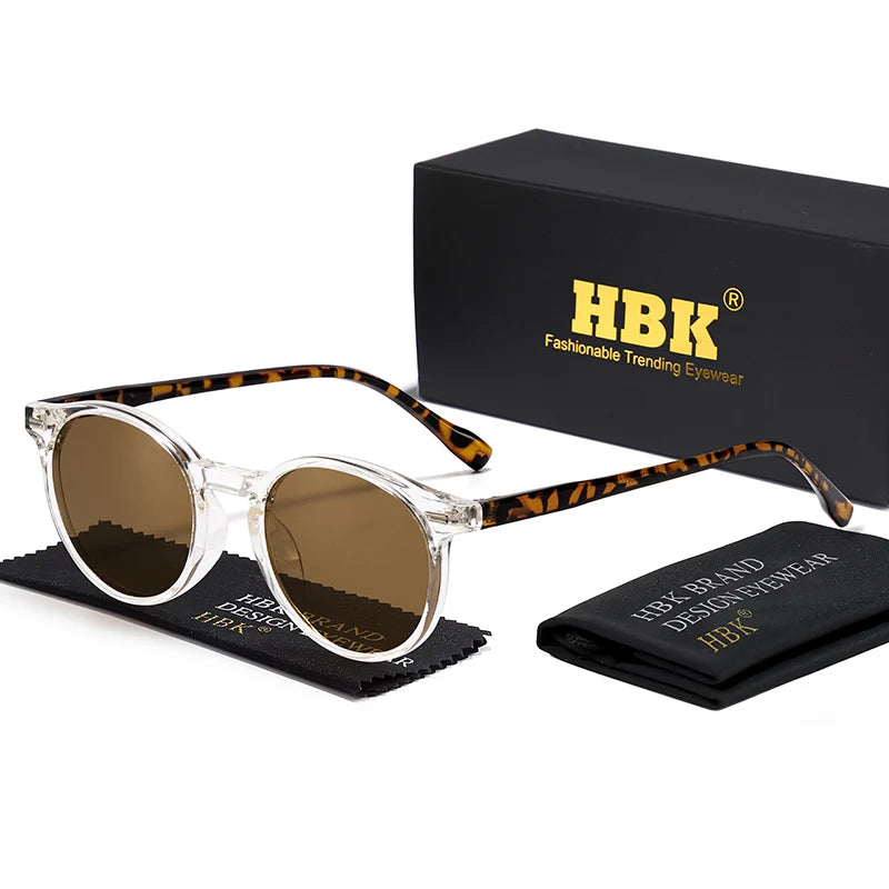 HBK Gafas de sol polarizadas redondas para hombre, montura TR90 a la moda, gafas de sol deportivas para mujer, protección UV400, gafas de sol para hombre