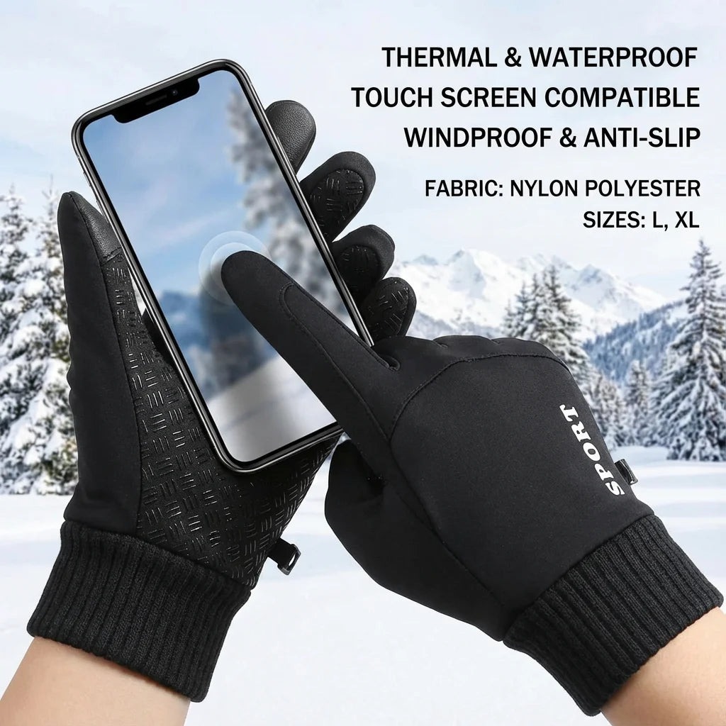 Guantes de invierno térmicos impermeables para pantalla táctil – Guantes deportivos cálidos para hombres y mujeres (correr, ciclismo, esquí)