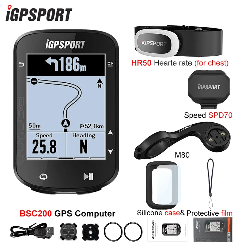 Ordinateur de vélo GPS sans fil — compteur de vitesse numérique, navigation route, chronomètre, odomètre
