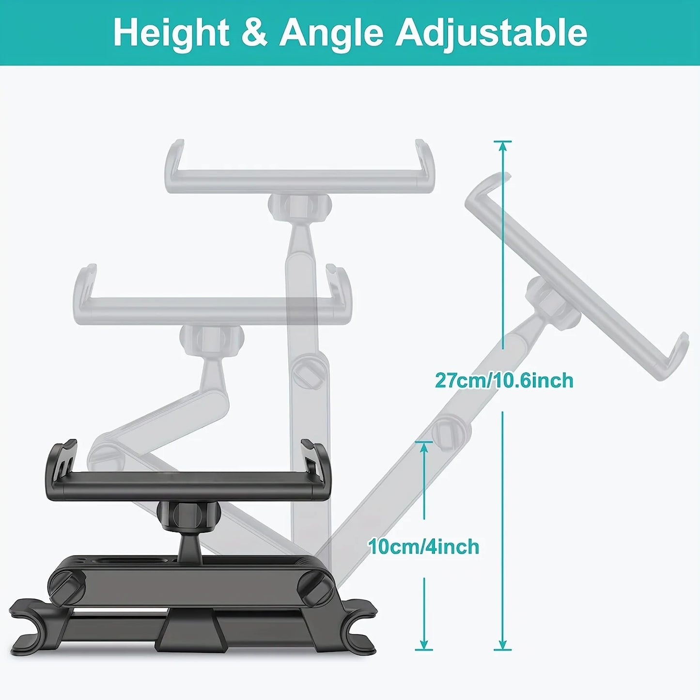 Universal car sauna rest tablet holder for iPads, and cell phones, hands-free entertainment for rear seat passengers