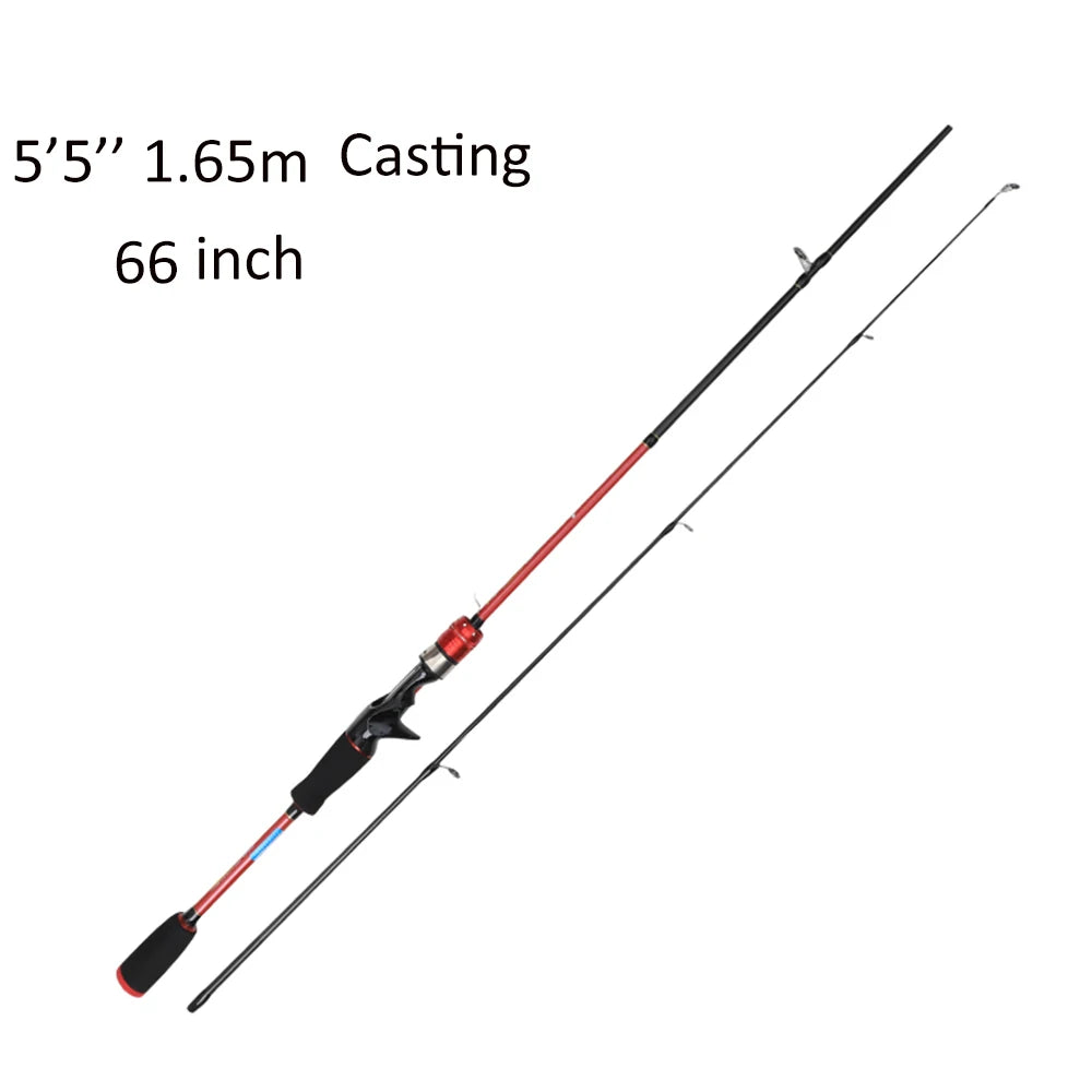1.65m 1.8m 2.1m 2.4m haute teneur en carbone moulé moyen lourd M MH DOUBLE pointe basse coup mer eau douce tige de pêche