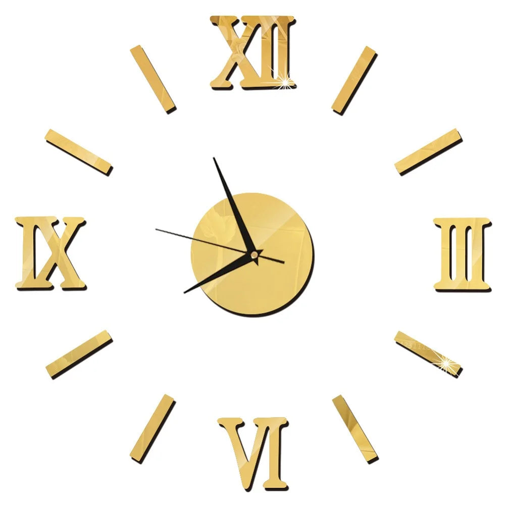 Creative Frameless Wall Clock, Silent Wall Sticker for Home, Acrylic Mirror Sticker, Wall Decor for Living Room and Office, DIY