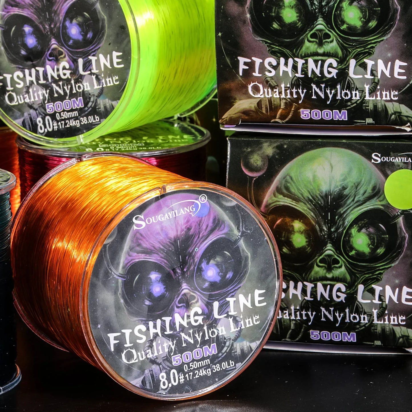 Sougayilang ligne de pêche en Nylon ligne de pêche forte à la traction et résistante à l'usure capacité de 500m ligne de pêche en eau douce et salée
