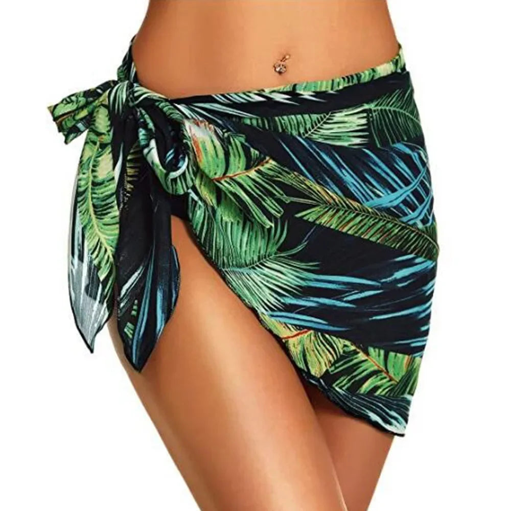 Jupe courte en mousseline de soie pour femmes, Industries ong, cover-ups pour les maillots de bain, bikini de plage, rond, transparent, écharpe, été