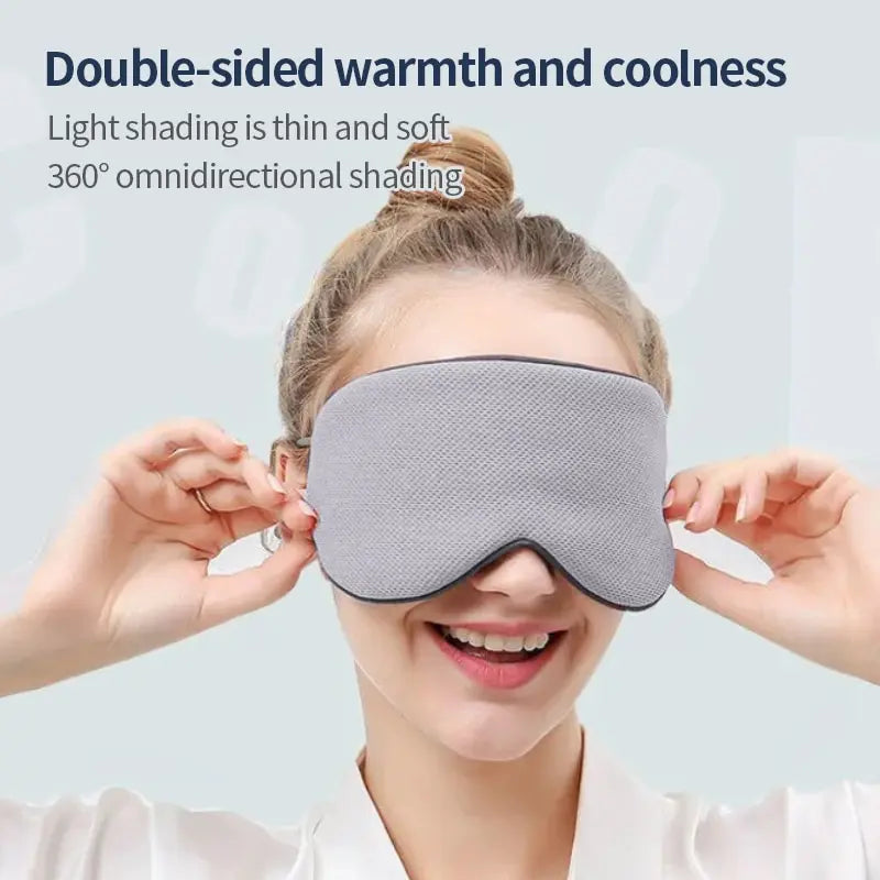 Masque pour les yeux de sommeil, Style coréen, soie glacée, chaud et frais, double usage, réglable, blocage de la lumière de voyage, masque pour les yeux respirant
