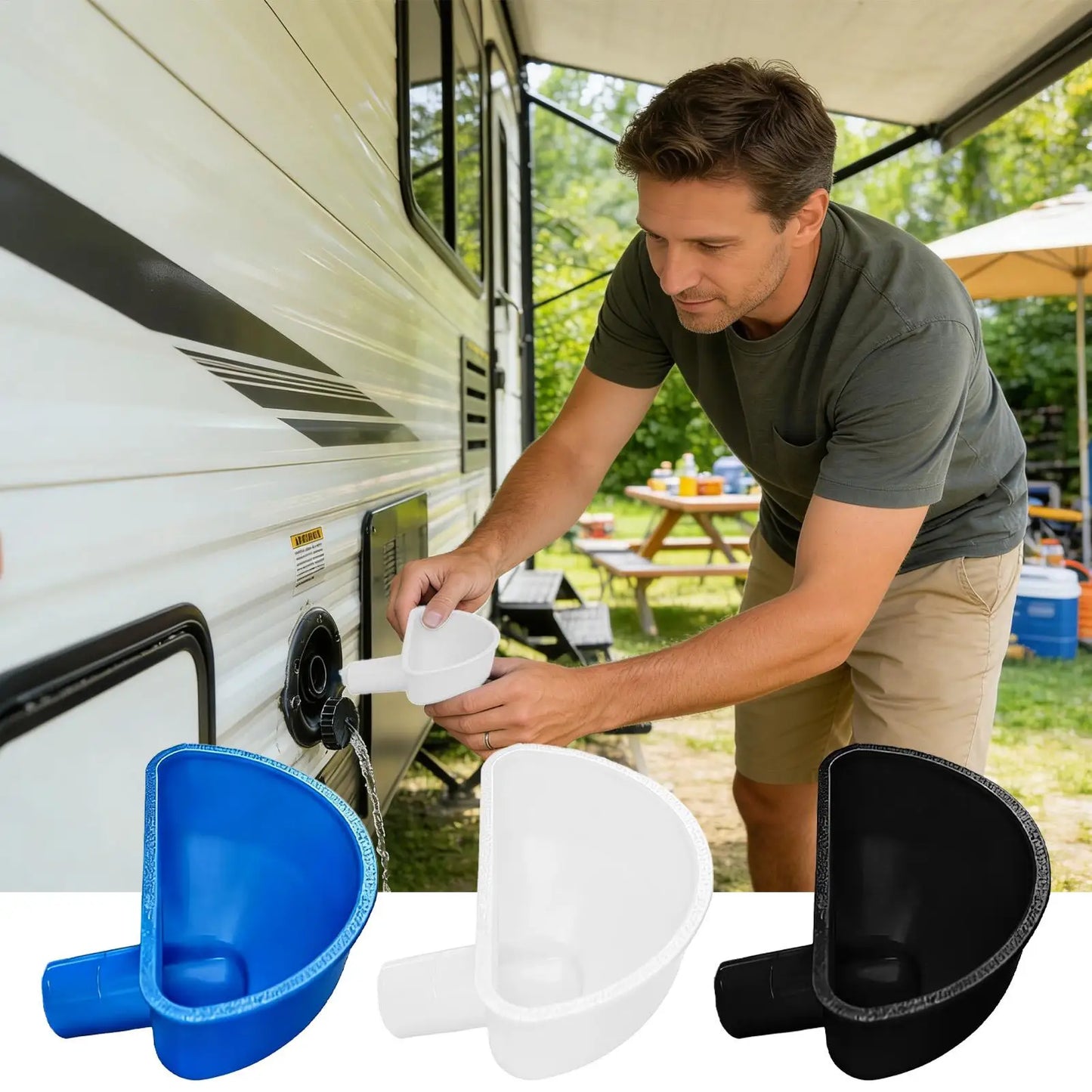Nouvel entonnoir de remplissage anti-débordement à large ouverture pour réservoir d'eau de camping-car, idéal pour remorque, fourgon, camping-car, voyage, camping, road trip