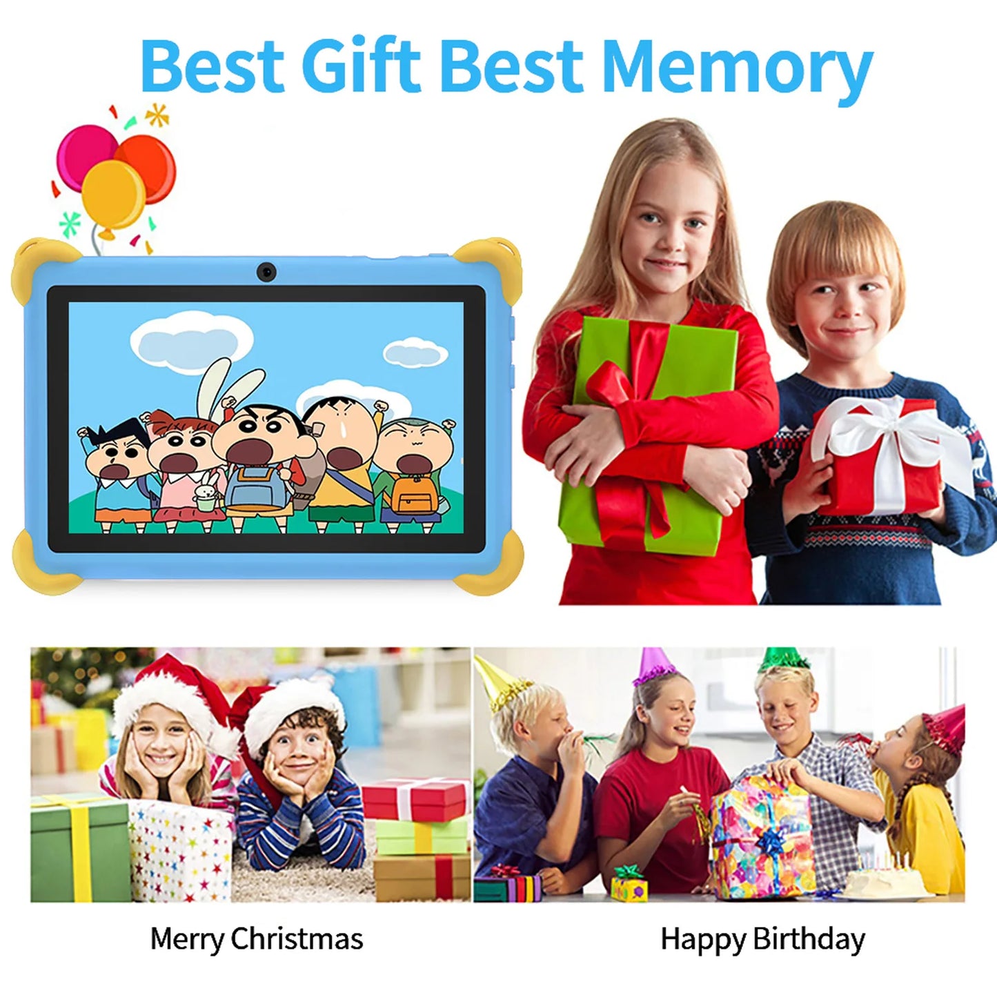 Tableta infantil de 7 pulgadas 5G con diseño de dibujos animados, PC de aprendizaje y educación Android con funda a prueba de niños, tableta de 4000 mAh
