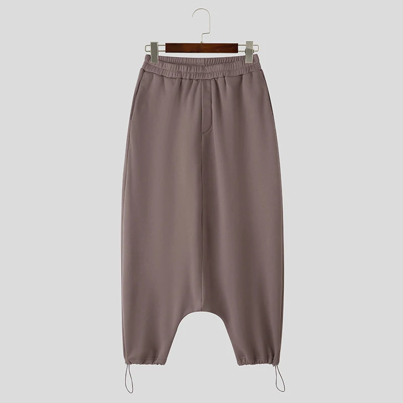 Pantalon ample streetwear pour hommes — couleur unie, taille élastique, jogger, décontracté, S-5XL