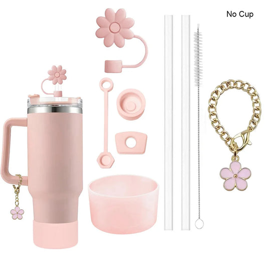 Kit Accessoires 9 Pièces pour Tasse Stanley — Bouchons, Brosses & Charme Floral