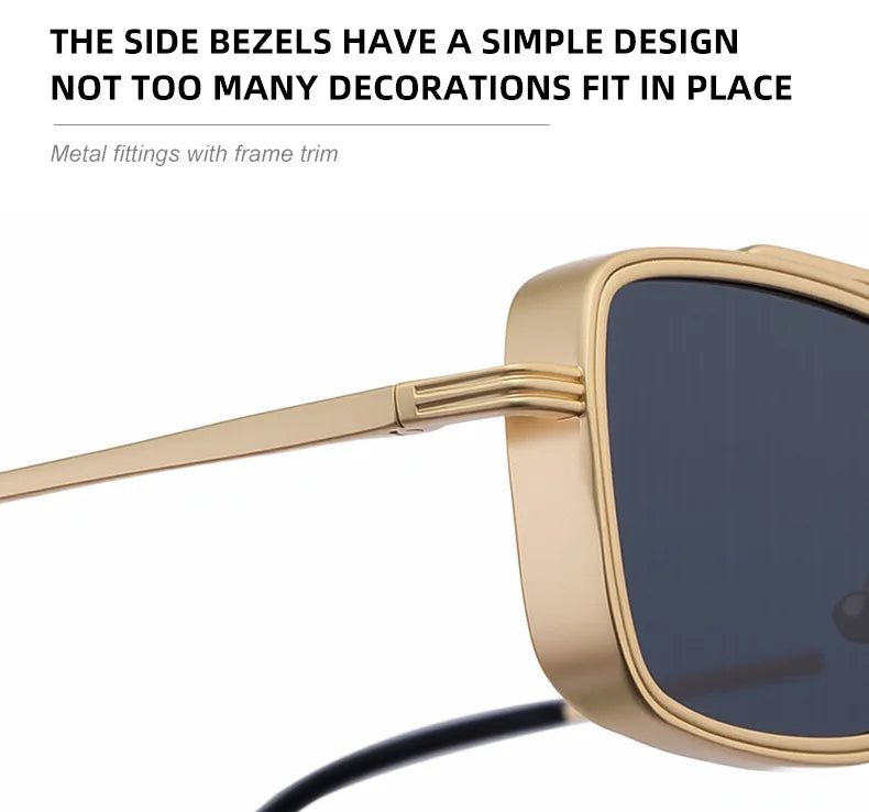 Lunettes de soleil carrées Steampunk hommes et femmes — punk, rétro, mode, vintage, 2025