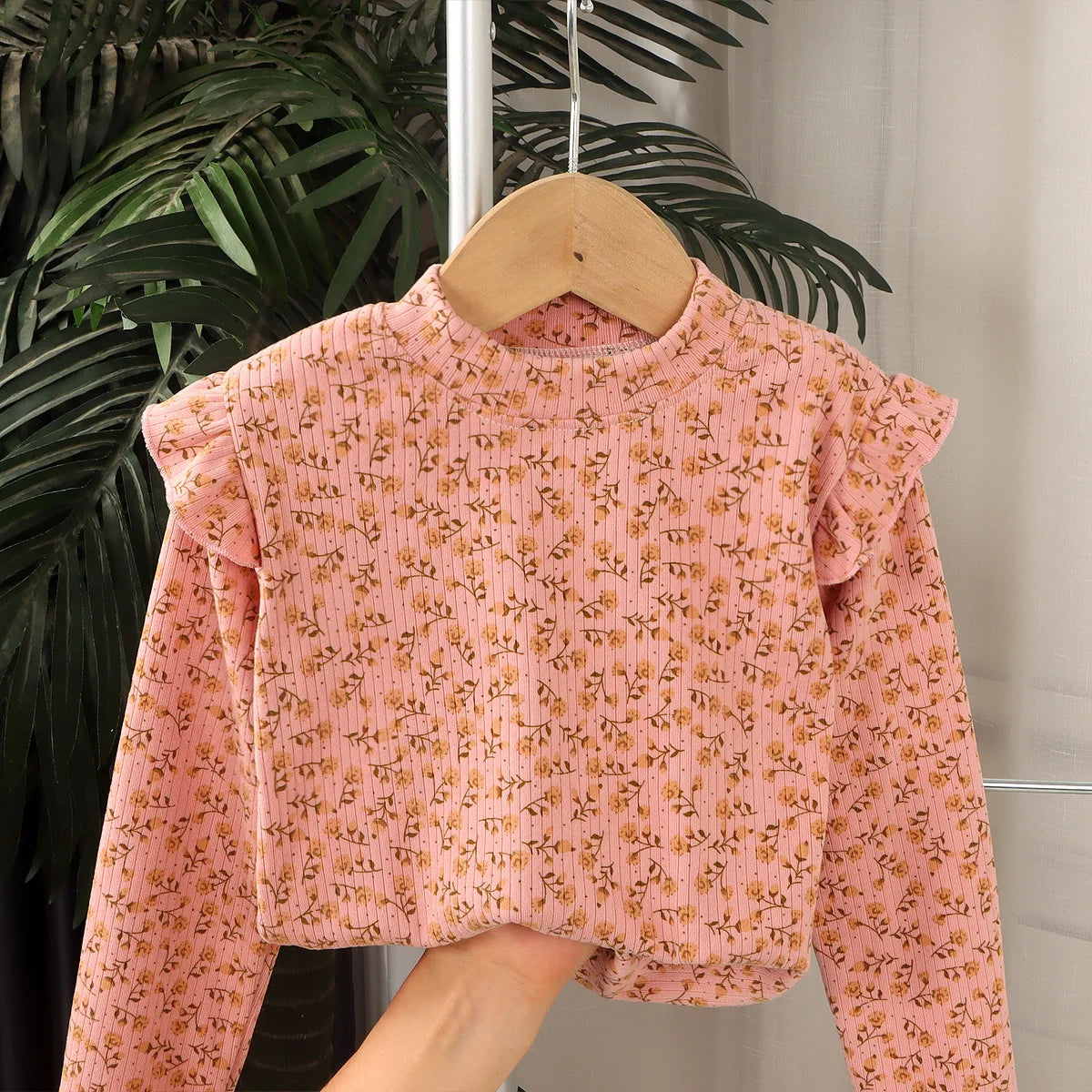 Kids Long Sleeve Undershirt, Cute Floral Polka Dot T-shirt, Soft Y-Shirt for Kids, Boys and Girls, 2-10T