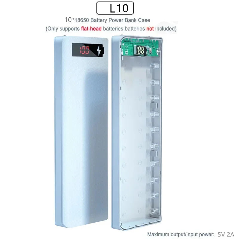 8/10*18650 batterie externe support de la boîte de batterie Portable double USB Type C coque de Charge pour iPhone Xiaomi Huawei 18650 boîtiers de batterie