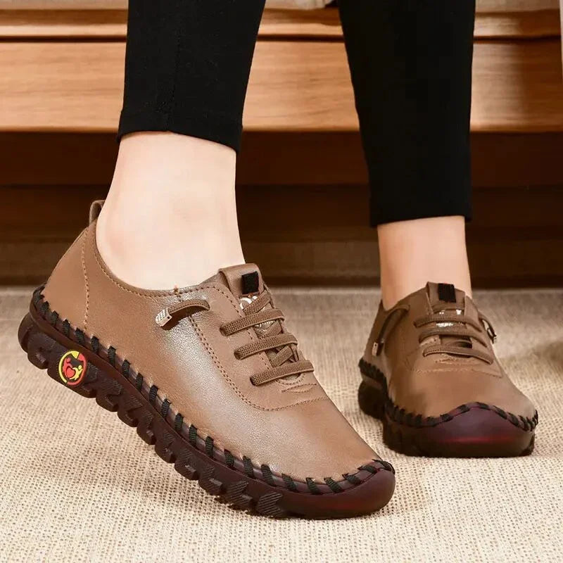 Women's Sneakers Platform Shoes Flat Leather Lace-up Loafers Slip-on New Spring Casual Mom Shoe Mujer Zapatos Chaussure Femme