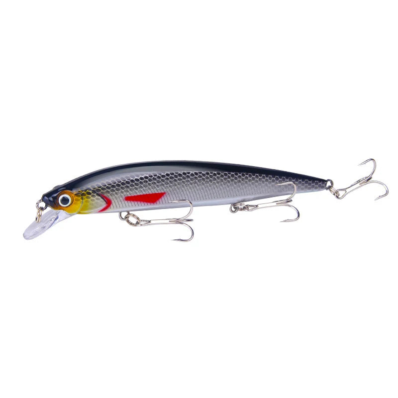 1 pièces leurre de pêche Wobbler réaliste yeux 3D 14 cm/18.5g vairon appât dur artificiel matériel de pêche leurre flottant avec 6 #   Crochets