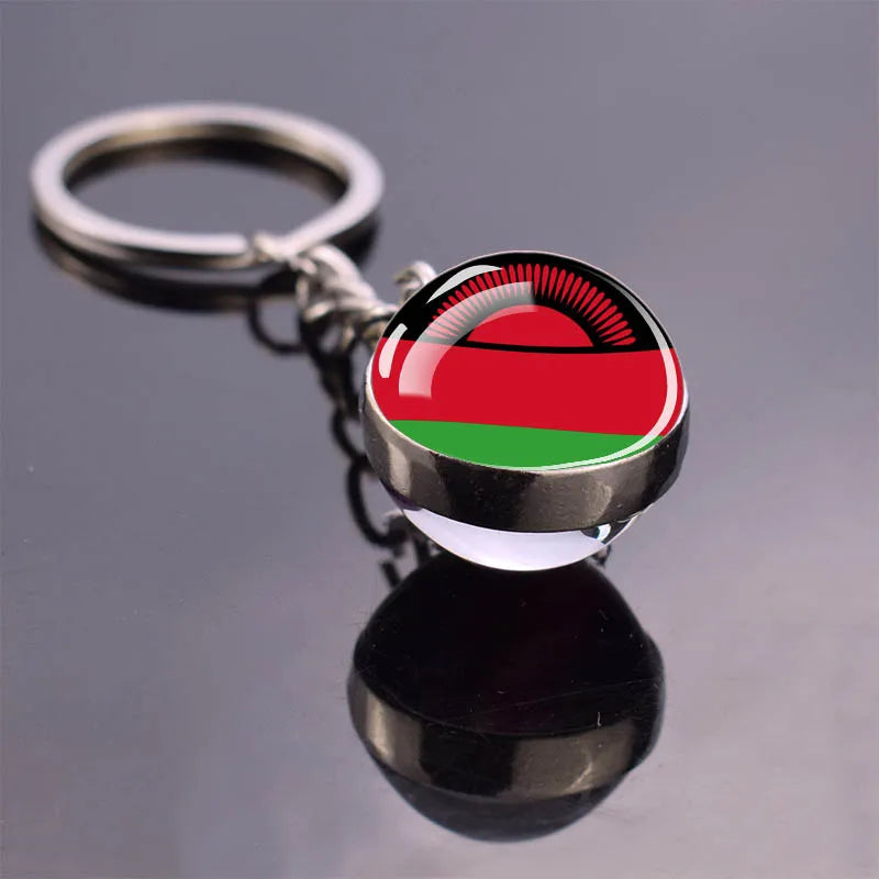 Porte-clés drapeau africain, algérie, somalie, tunisie, maroc, egypte, drapeau National, pendentif boule de verre Double face, cadeau
