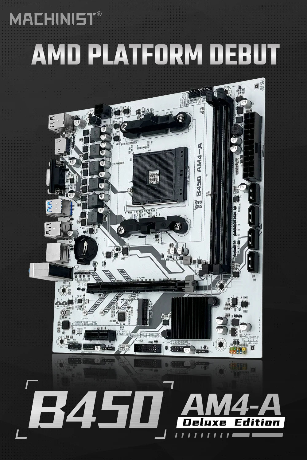 MACHINIST-Carte mère B450, processeur AMD, canal touristique, mémoire DDR4, carte mère AM4, M.2 NVcloser, prend en charge Ryzen 5500, 5600, 5600G CPU