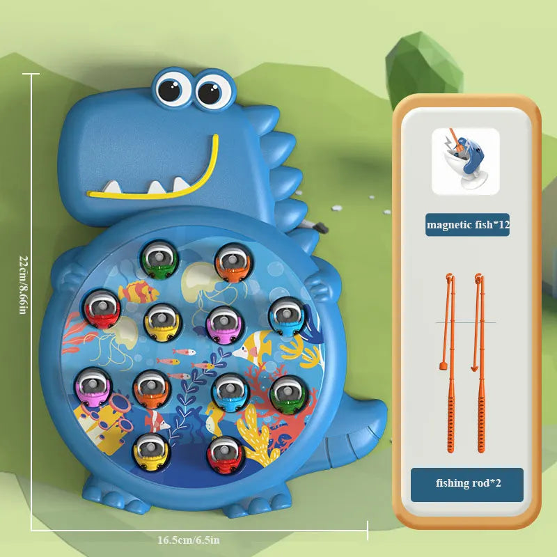 Jouets de pêche magnétiques simples dinosaure, canne à jeu, jouets pour enfants, bébé Montessori avec tige, cadeau éducatif sans rotation