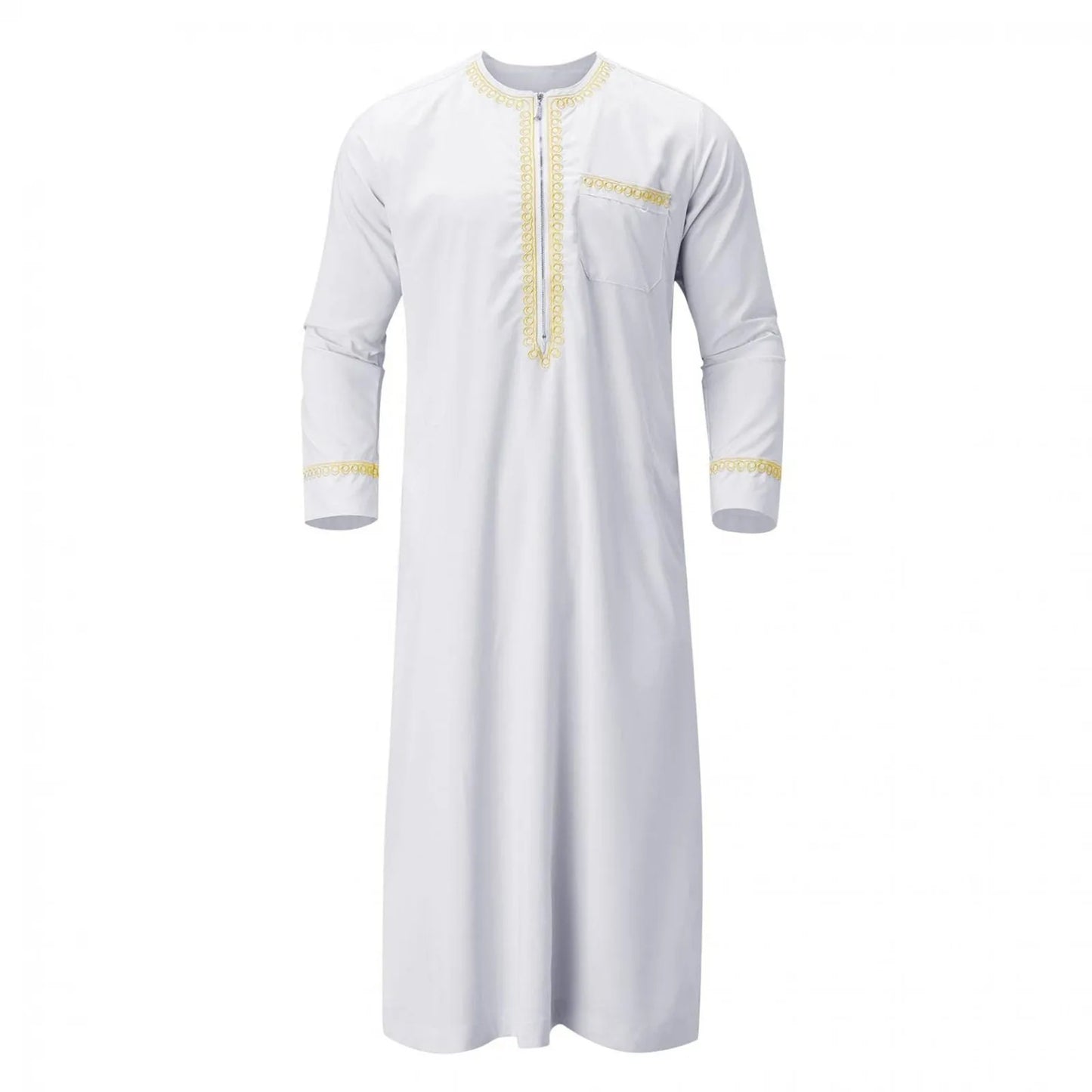 Vêtements musulmans traditionnels pour hommes, chemise musulmane, robe d'aviation, royauté islamique, robe de Dubaï, col rond, manches longues, rétro, adt Abaya