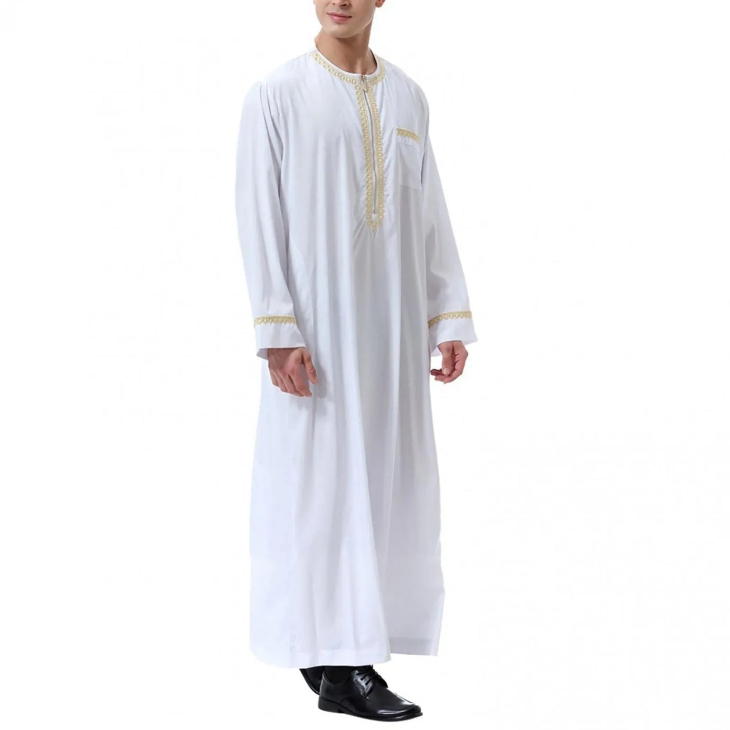 Vêtements musulmans traditionnels pour hommes, chemise musulmane, robe d'aviation, royauté islamique, robe de Dubaï, col rond, manches longues, rétro, adt Abaya