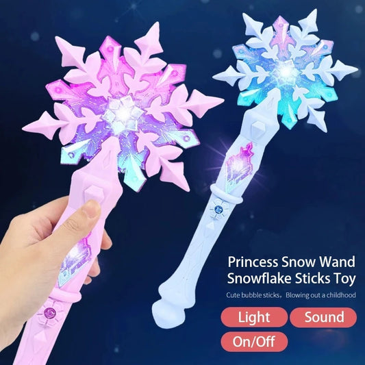 Baguette de neige princesse pour filles, jouet féerique, baguettes lumineuses, noël, Halloween, jouets pour enfants, flocon de neige, bâtons lumineux, Cosplay pour enfants