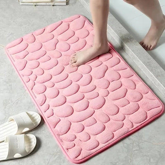 Alfombra de terciopelo gofrado de espuma viscoelástica, 1 pieza, antideslizante, para baño, sala de estar, alfombrilla de suelo pavimentada, decoración del hogar