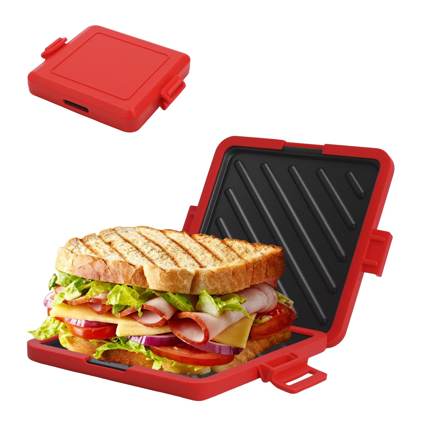 Machine à petit-déjeuner à sandwich micro-ondes, design compact, peut fabriquer des sandwichs, des toasts du petit déjeuner, des hot-dogs - comprenant des livres de recettes