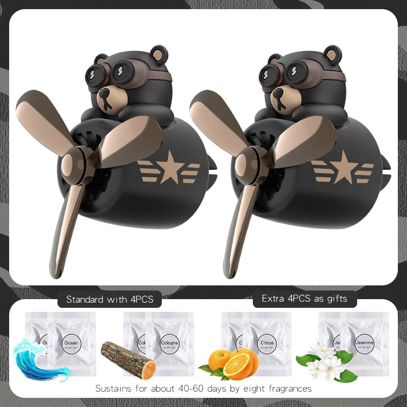Désodorisant rotatif pour avion, pilote, ours, voiture, accessoires, décorations intérieures, clips de ventilation pour ventilateur, diffuseur de parfum, arôme