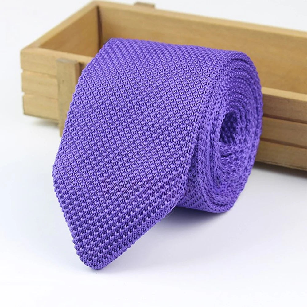New Style Gradient Fashion Men's Solid Colored Knitted Tie Normal Slim Classic Woven Tie Narrow Ties