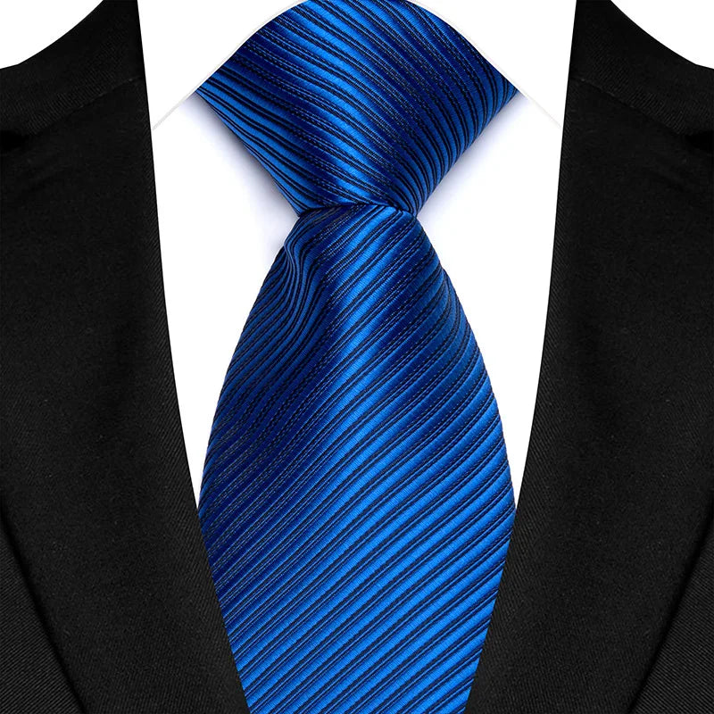 Corbata clásica de cachemira a rayas para hombre, 8 cm, Jacquard, de lujo, color azul real, accesorios, uso diario, regalo para fiesta de boda