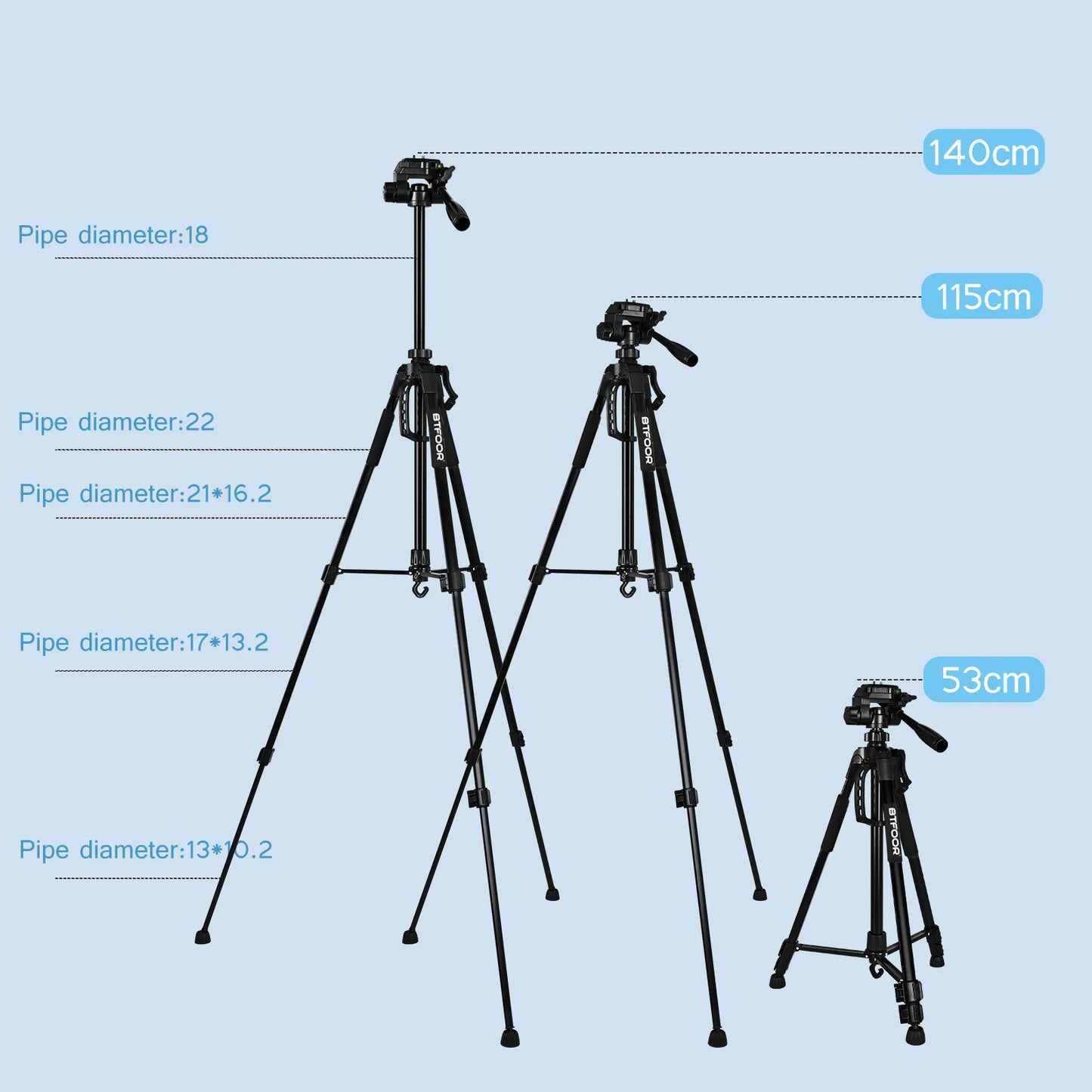 Trépied Photo Aluminium 140cm — Support Téléphone & DSLR Tête Panoramique