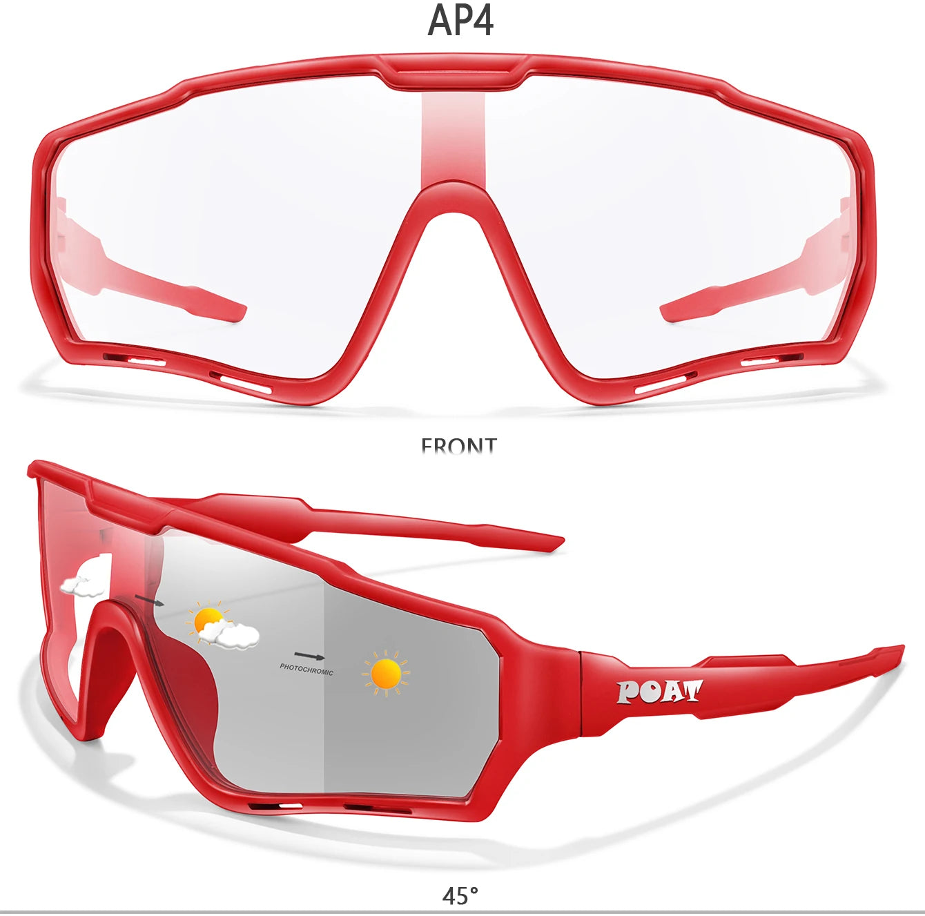 POAT tout nouveau Style lunettes de soleil photochromiques sport hommes femmes vtt vélo lunettes de vélo cyclisme pêche lunettes de course