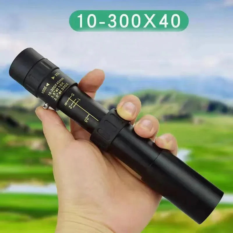 Télescope Zoom 10-300x40 HD 4K, jumelles portables solides, monoculaires professionnelles longue portée, BAK4-Prisms pour la chasse et le Camping