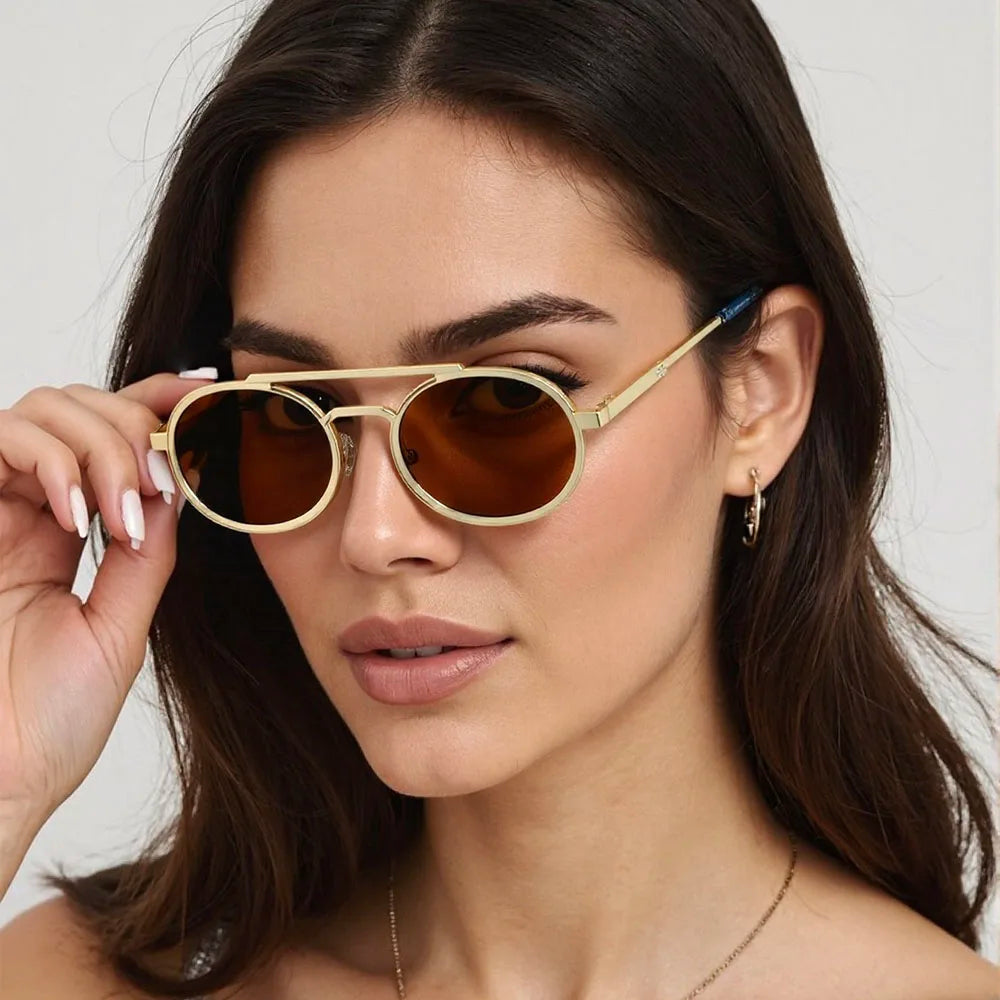 2025 Men's Sunglasses Oval Sunglasses Women's Trendy Vintage Steampunk Luxury Fashion Eyewear Gafas De Sol Hombre Lunette Soleil Femme
