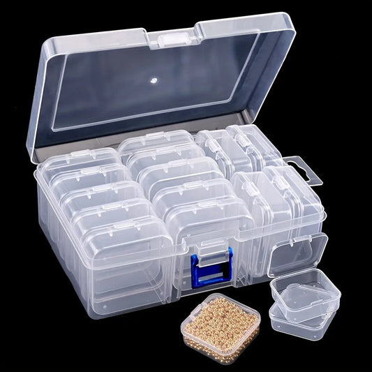 Boîte de rangement pour perles, bijoux Nail Art, boucle d'oreille, perles exécutives, bouteille de rangement, bricolage, peinture au diamant, artisanat en biscuits, 14 pièces en 1 ensemble