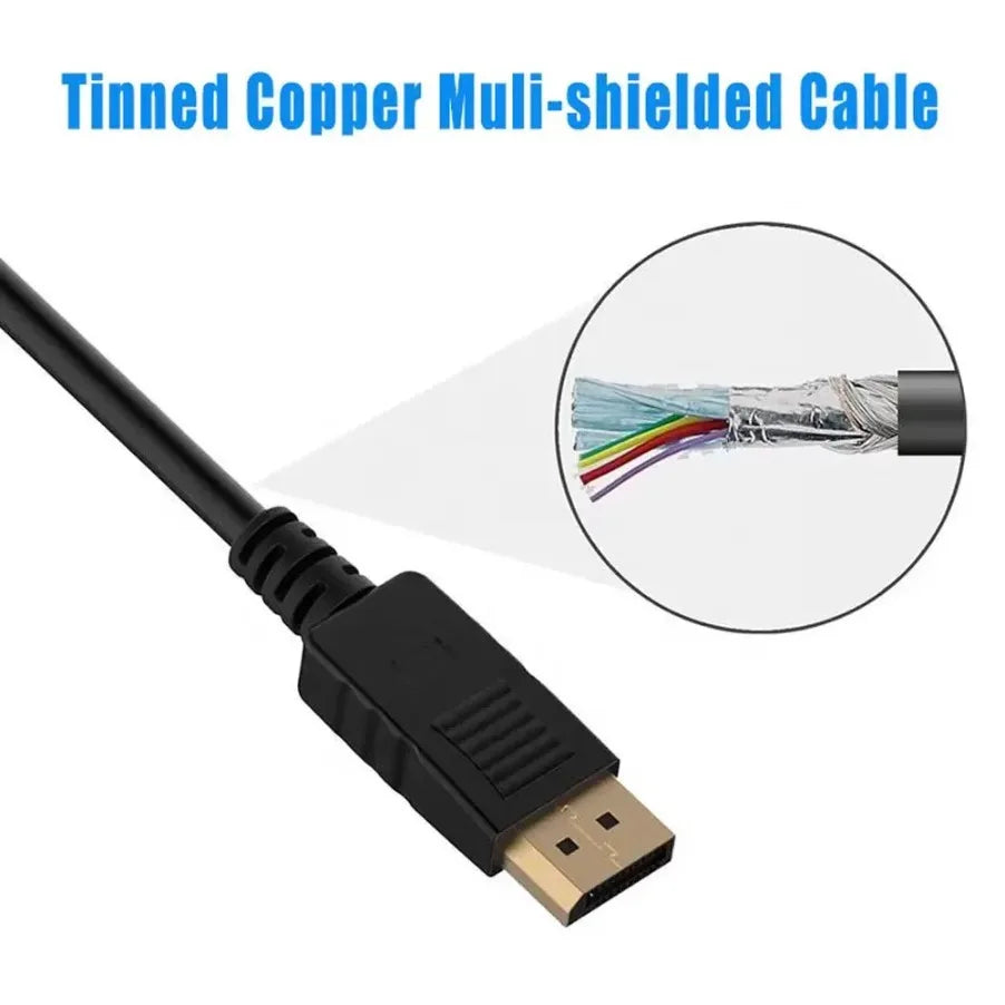Convertisseur DisplayPort vers VGA 1.8M, adaptateur de connexion DP vers VGA, câble Full HD 1080P de 1.8m pour ordinateur de bureau, ordinateur portable, moniteur TV, projecteur