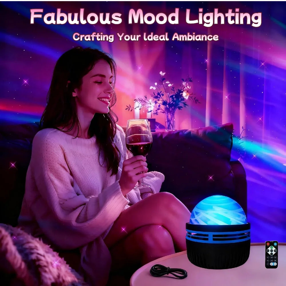 Smart Remote RGB Star Galaxy Projector - Automatic Rotating LED Aurora Lamp, USB Powered for Home Bedroom KTV Decoration