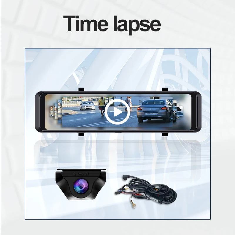 Yangood 4K Mirror Dash Cam DVR Supports Wireless Carplay and Android Auto Loop Recording 24H Parking Monitoring Dashboard Camera