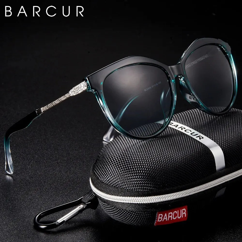 BARCUR-Gafas de sol polarizadas ojo de gato para mujer, redondas, degradadas, Oculos