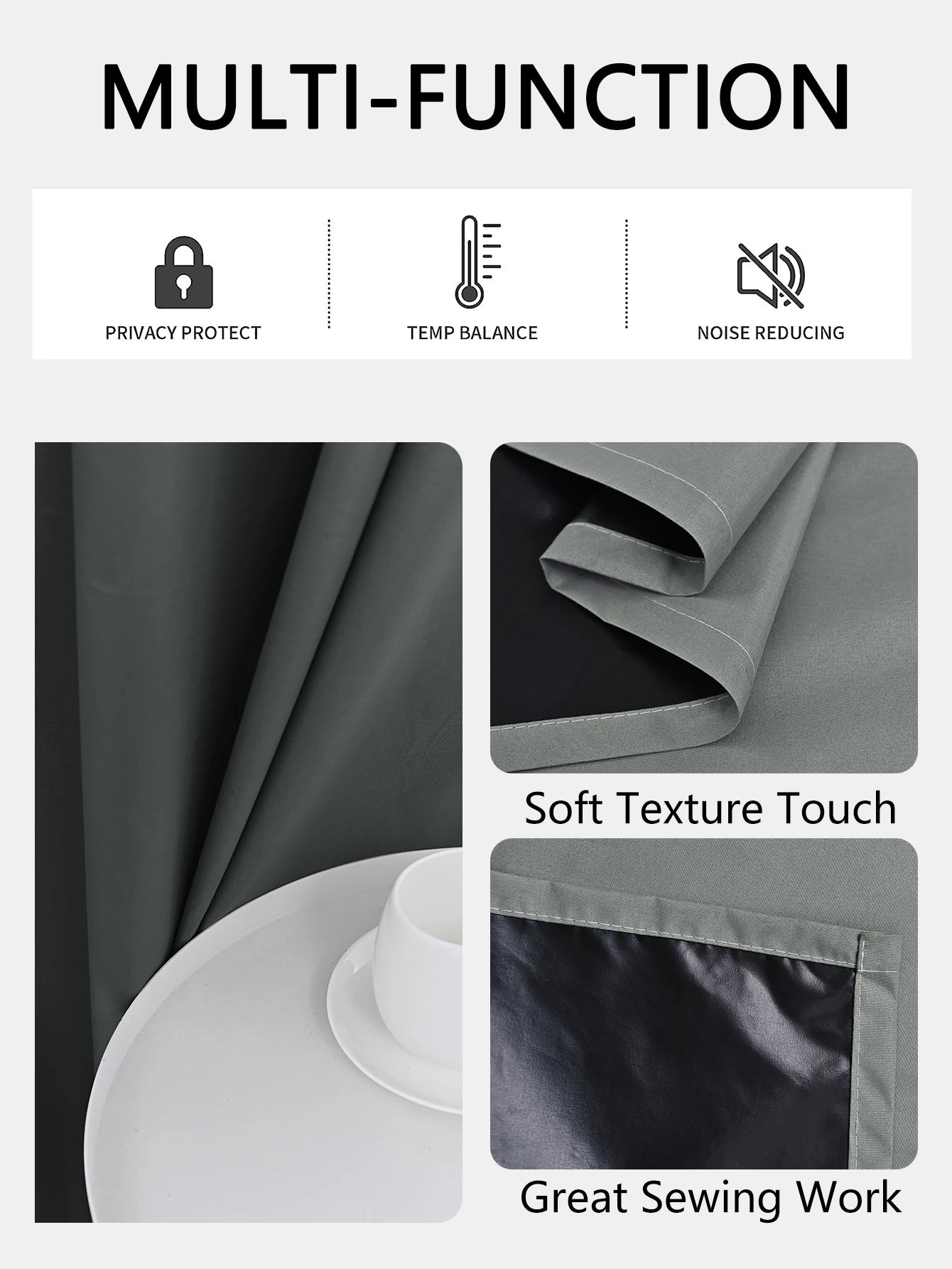Rideaux occultants 100% solides avec œillets, rideaux de confidentialité totale pour chambre à coucher, beaux rideaux pour salon, 1 pièce