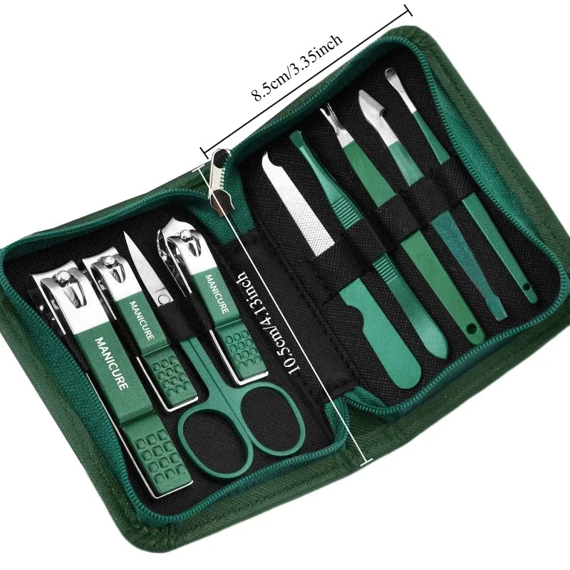 Manicure Set with Leather Case, Professional Pedicure and Facial Care Tools Kits, Stainless Steel Nail Clipper Sets, Gift, 6-9 Pieces