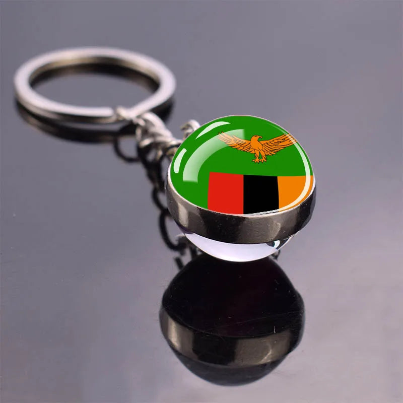 Porte-clés drapeau africain, algérie, somalie, tunisie, maroc, egypte, drapeau National, pendentif boule de verre Double face, cadeau