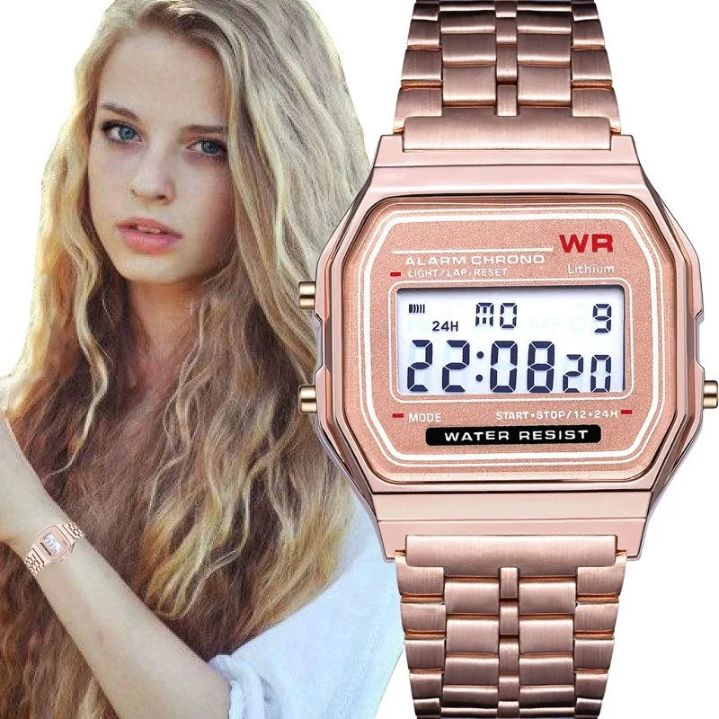 Stainless Steel Watch Bracelet Women's Watches Men's Watch Business Clock Multifunction LED Digital Sport Wristwatch Electronic Clock