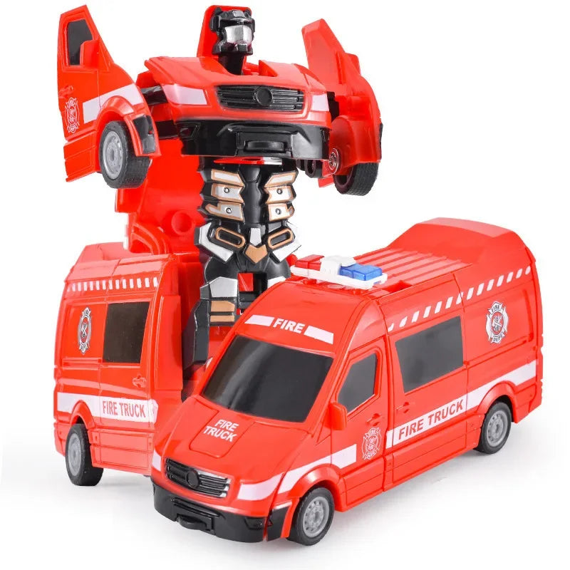 Coche de juguete de cambio de forma de impacto inercial para niños, robot Autobot de cambio de forma con un solo botón, rompecabezas de cambio de forma, colisión