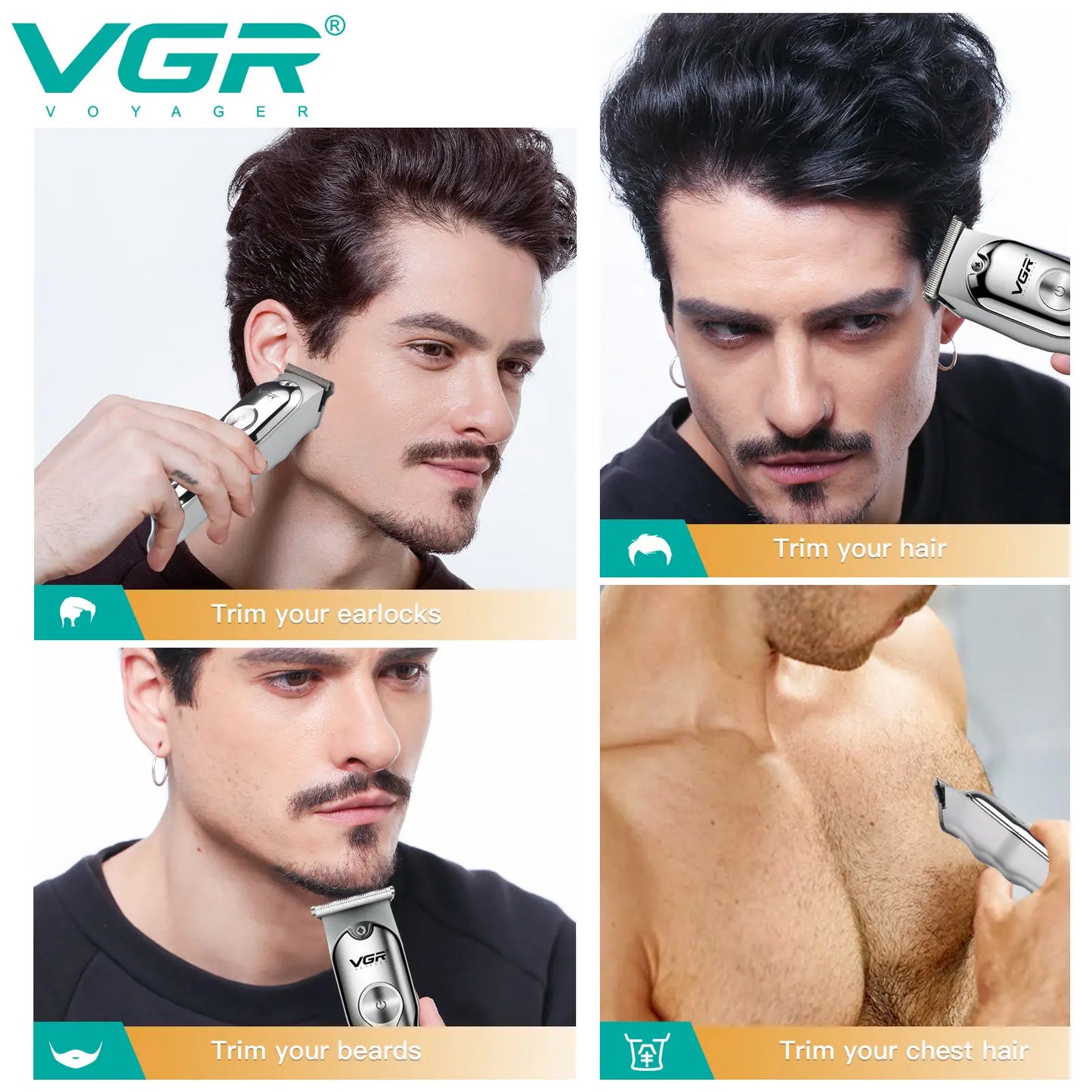 Tondeuse à cheveux professionnelle sans fil pour homme — machine portable, lame en T