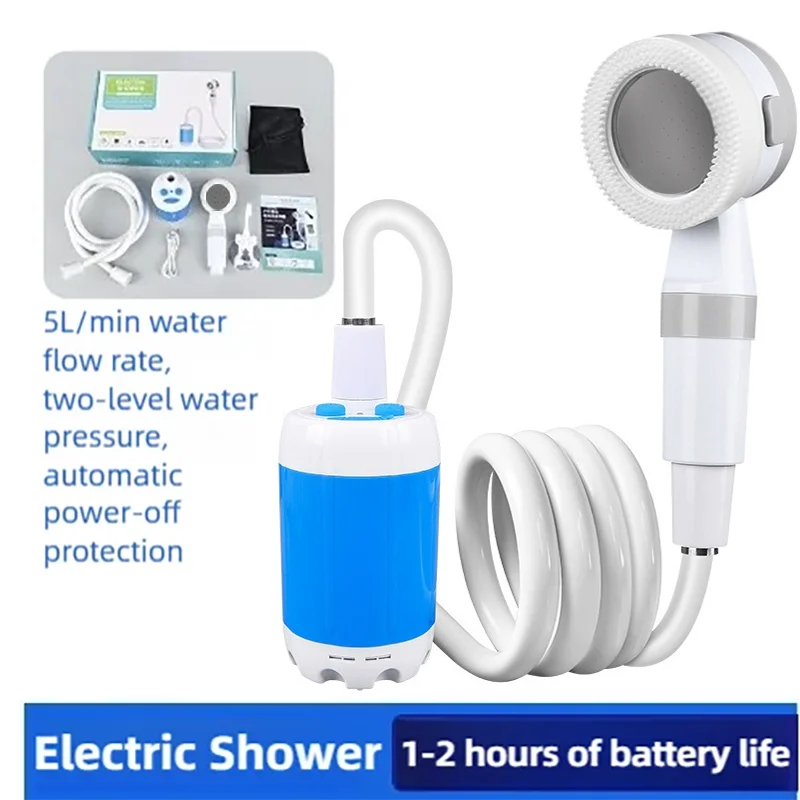 Pompe de douche de Camping Portable avec affichage numérique, 4000mAh, pompe de douche électrique Rechargeable améliorée, dortoir de plage de Camping