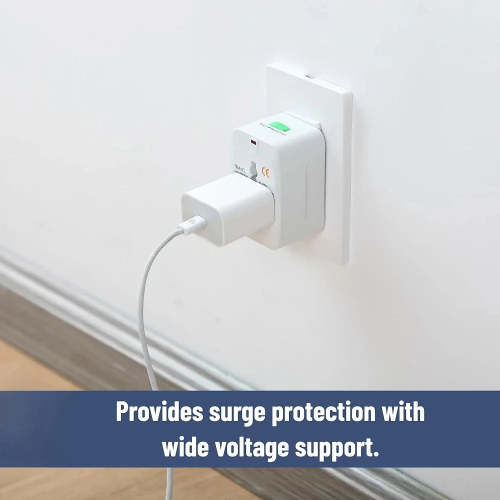 Adaptador universal de viaje, adaptador de corriente internacional compacto para enchufes de EE. UU., UE, Reino Unido, Australia e India