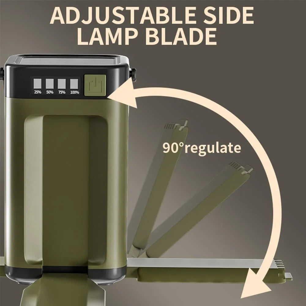 Lanterne de camping pliable multifonctionnelle à 4 feuilles, rechargeable par énergie solaire, grande capacité, lumière d'urgence portable pour l'extérieur