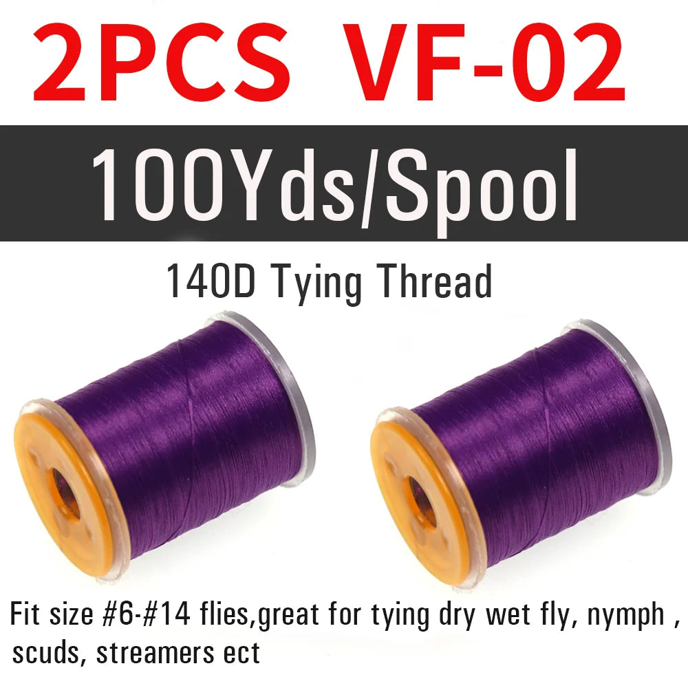 2 pièces de fil à nouer pour la pêche à la mouche 140D # 6~ # 14 Nymphes sèches et humides, Matériel de montage de mouches streamer, Fil, Fixateur de bobine, Outil de montage de mouches