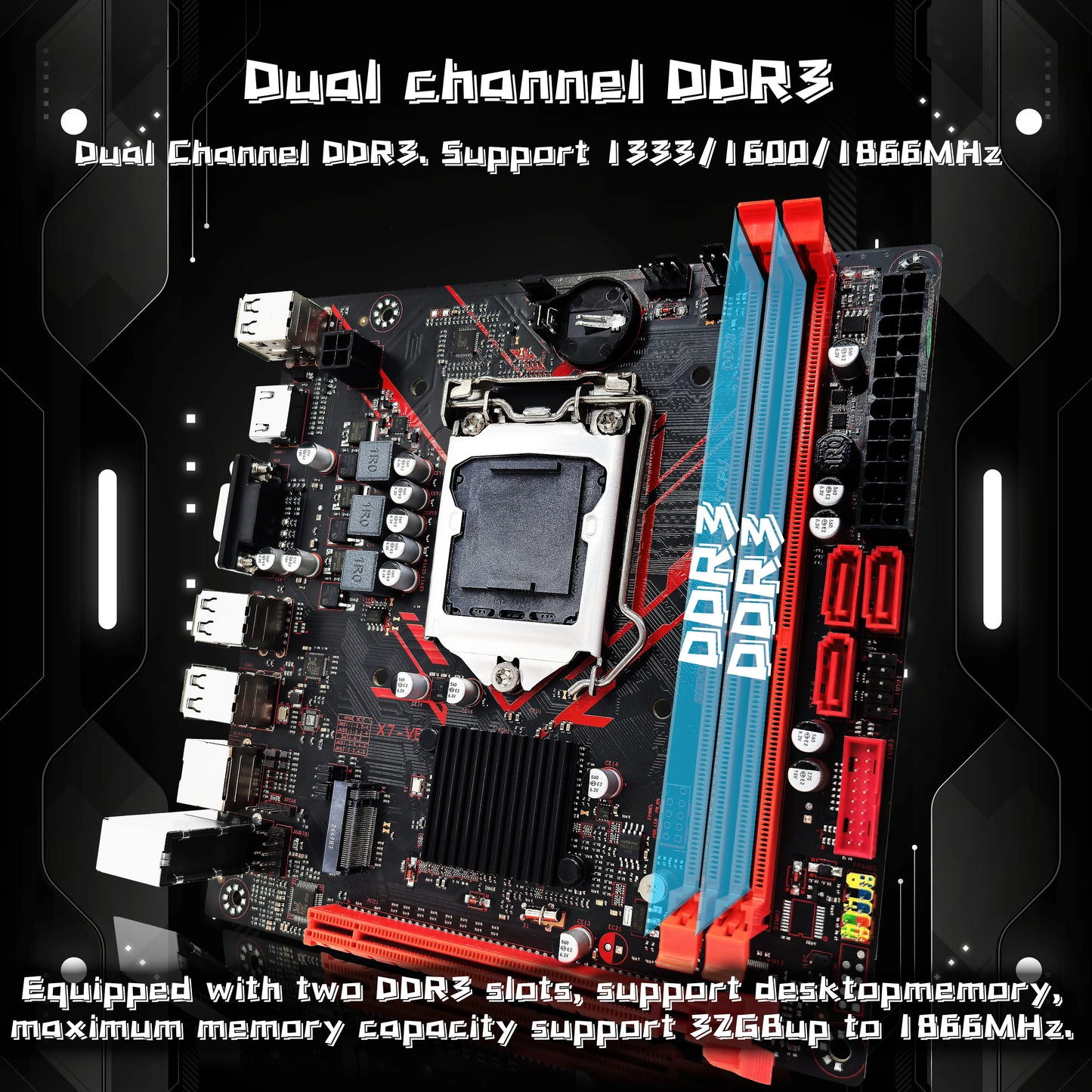 ZSUS H61 carte mère LGA 1155 cartes mères de bureau prenant en charge la RAM DDR3 avec Interface NVME M.2 USB2.0 SATA2.0