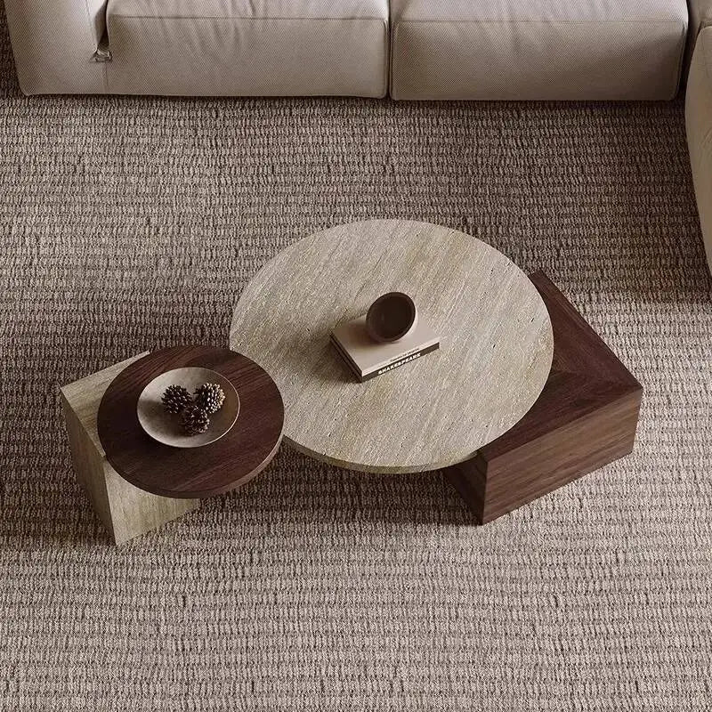 Table basse ronde Wabi Sabi — design unique, moderne, salon, meubles maison